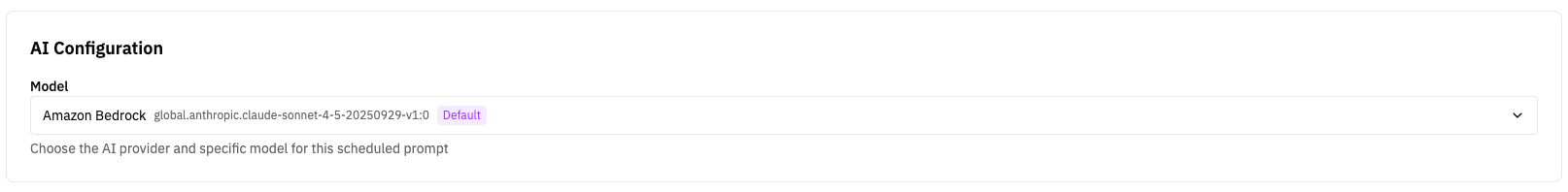 AI Configuration — model dropdown