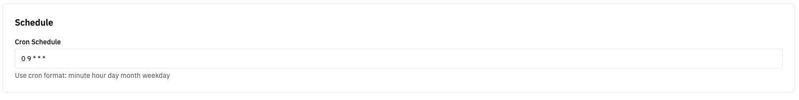 Schedule — Cron Schedule field