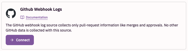 GitHub Webhook Logs source tile