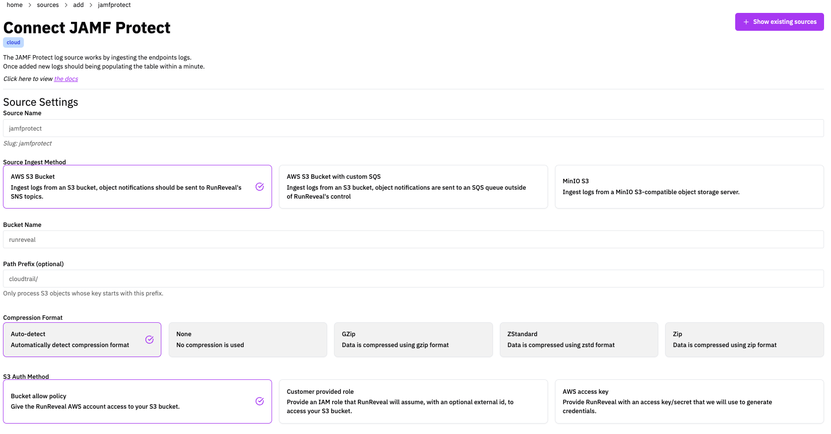 Jamf Protect source setup