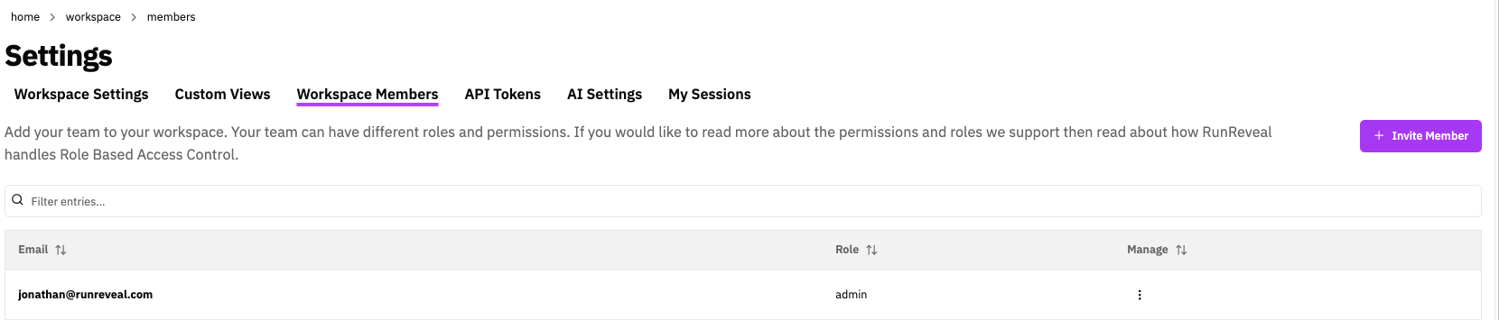 Workspace Members Management