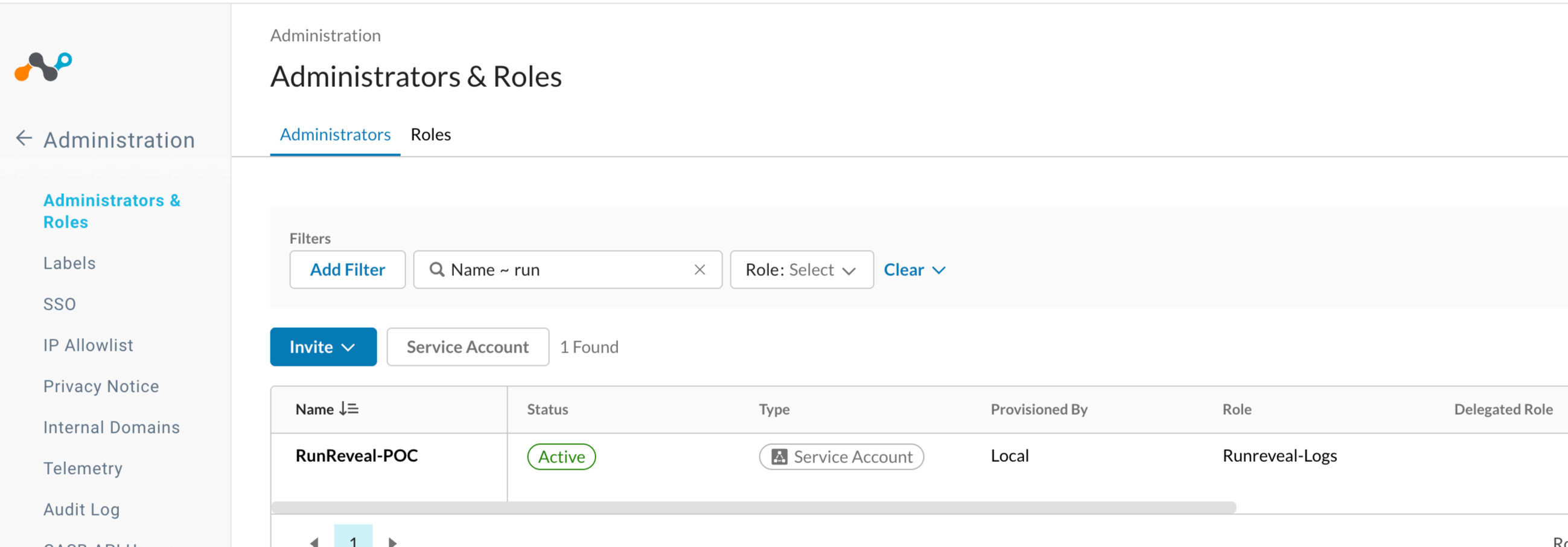 Netskope — service account and token