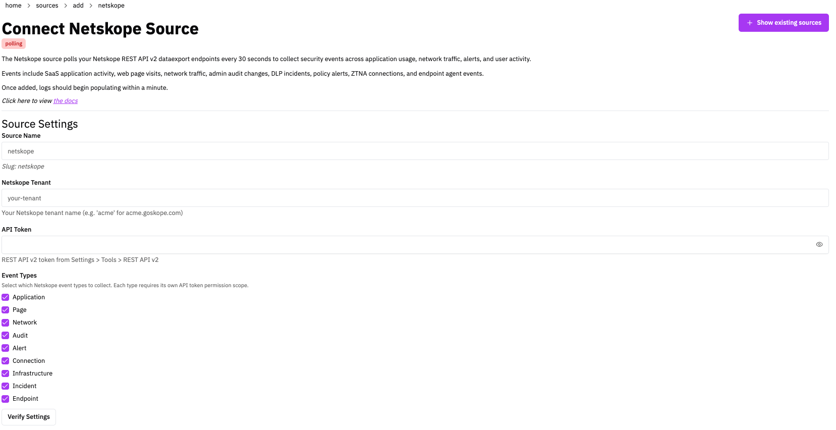 RunReveal — connect Netskope source