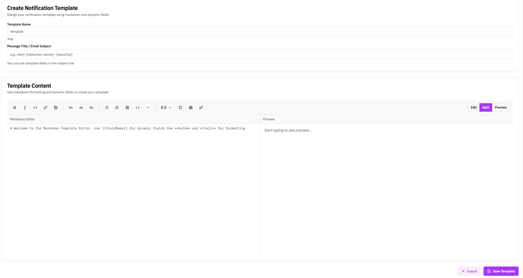 Notification Template Example