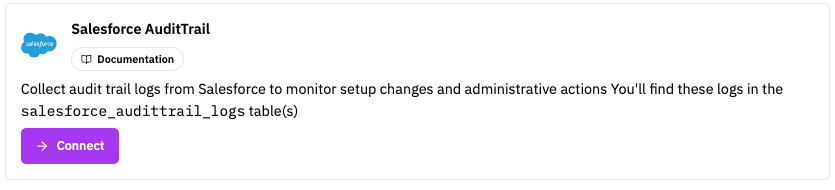 Salesforce AuditTrail Source