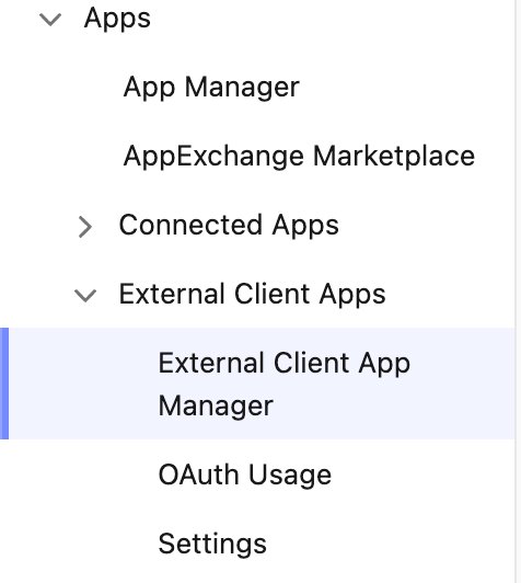 Salesforce Setup sidebar — path to External Client App Manager