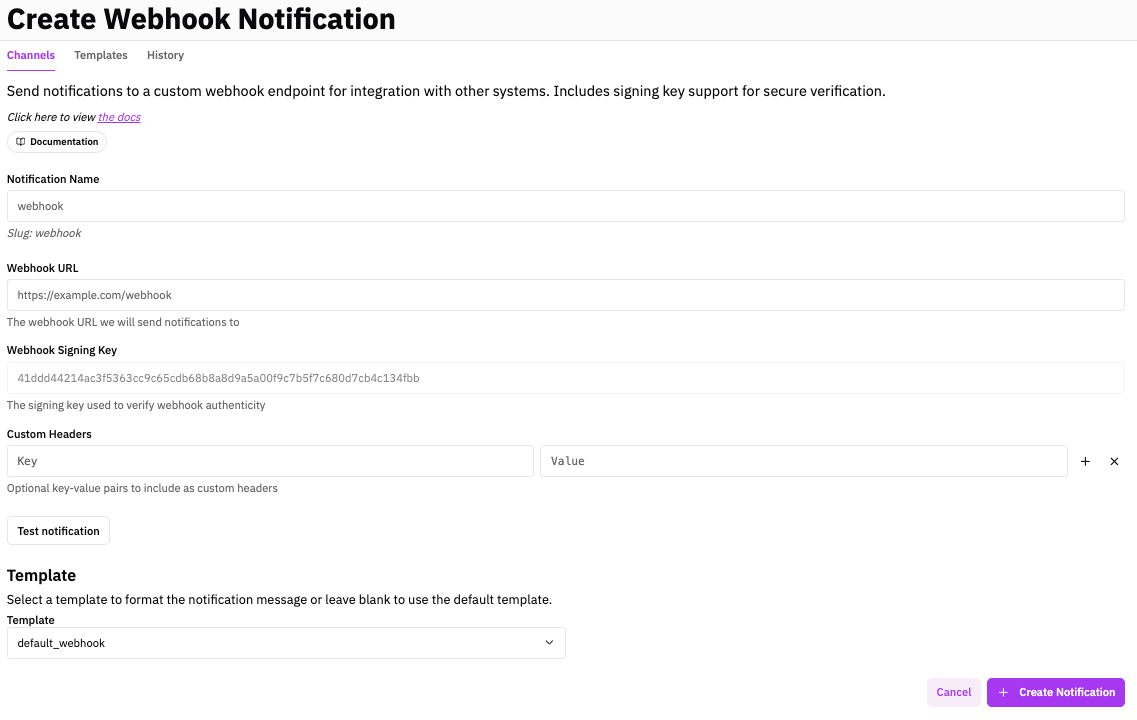 Webhook Notification Channel