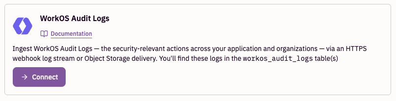 WorkOS Audit Logs source tile