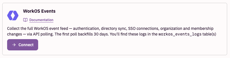 WorkOS Events source tile